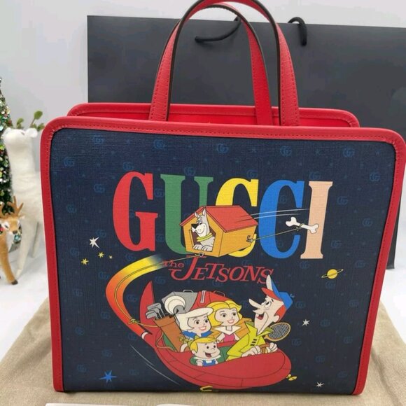 GUCCI x THE JETSONS PRINTED LEATHER KIDS TOTE BAG NWT AUTHENTIC - Picture 1 of 8